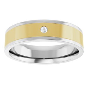 14K White/Yellow Gold 6 Mm Si2-Si3, G-H Polished .03 Ct Natural Diamond Flat Band Size 9