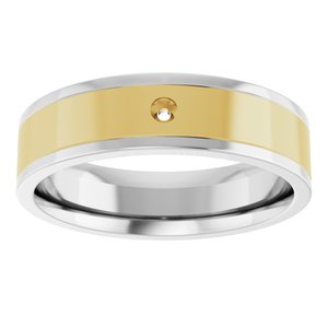 14K White/Yellow Gold 6 Mm Polished Flat Band Size 10