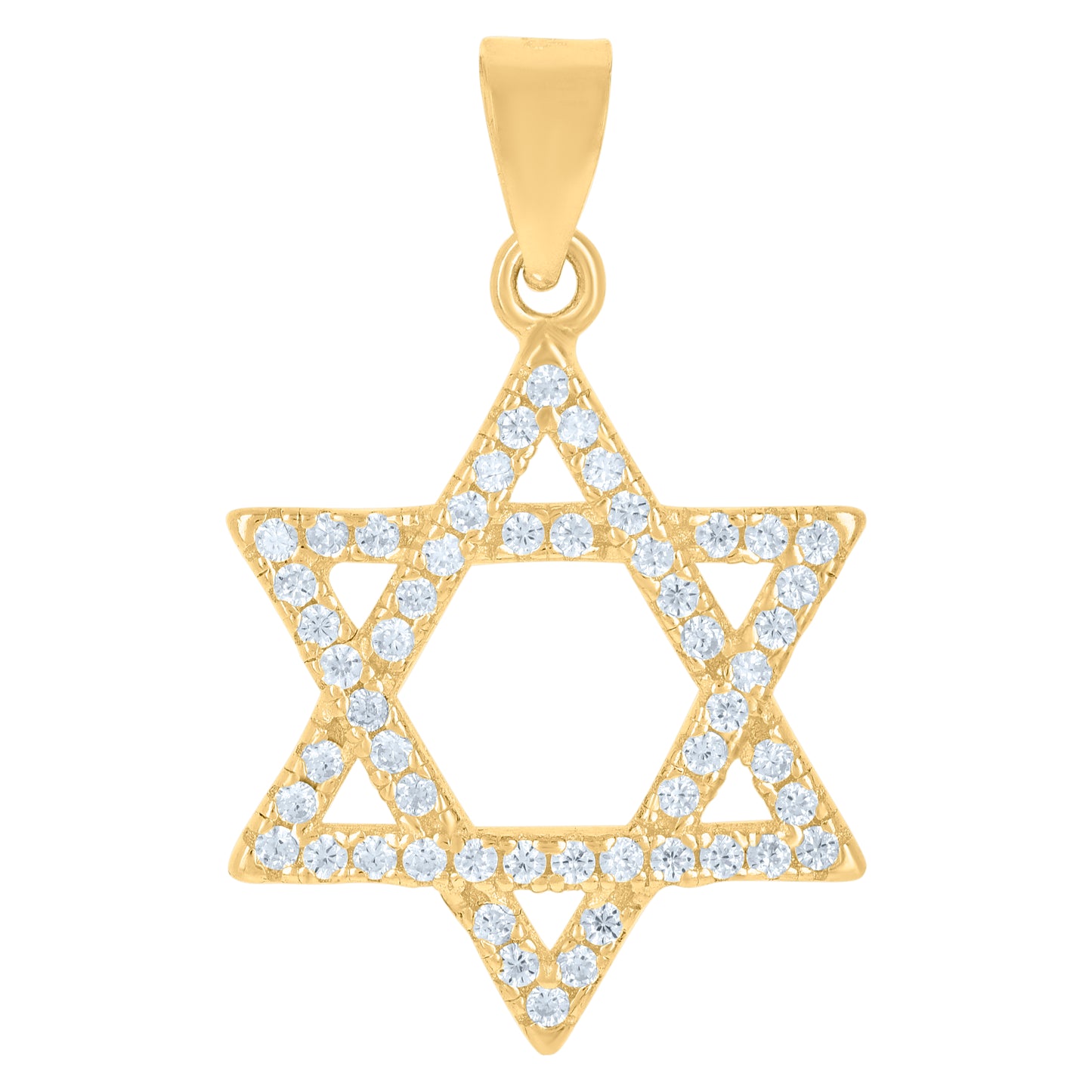 Sterling Silver Unisex Cubic-Zirconia Star Of David Religious Symbol Charm Pendant