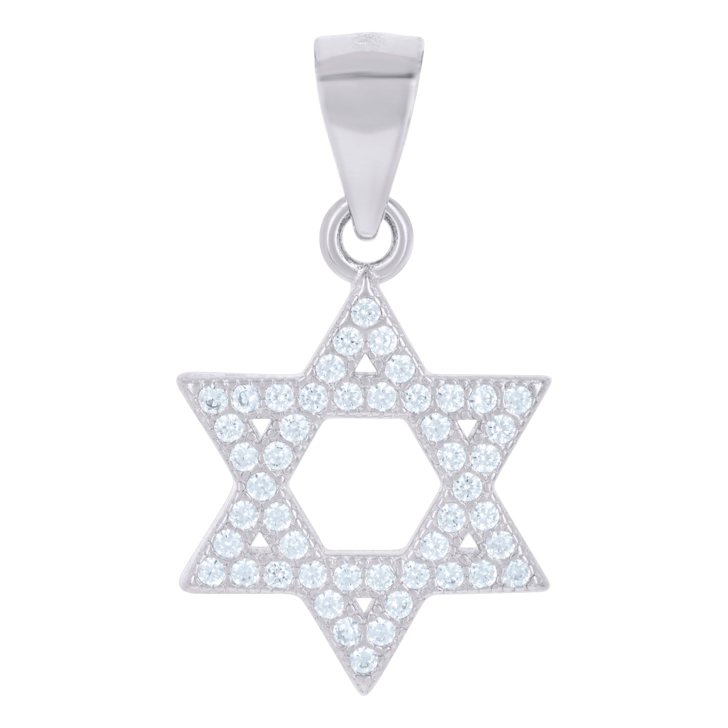 Sterling Silver Unisex Cubic-Zirconia Star Of David Religious Symbol Charm Pendant