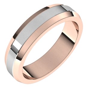 14K Rose/White Gold 5 Mm Beveled Edge Band Size 8.5