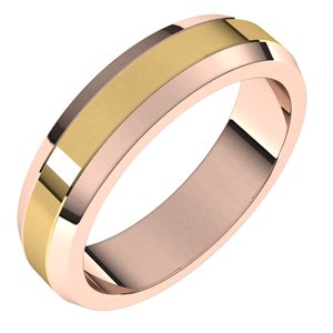 14K Yellow Or White Or Rose Gold Beveled-Edge Flat Band