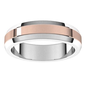 14K Yellow Or White Or Rose Gold Beveled-Edge Flat Band