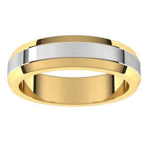 14K Yellow/White Gold  5 Mm Beveled Edge Band Size 8.5