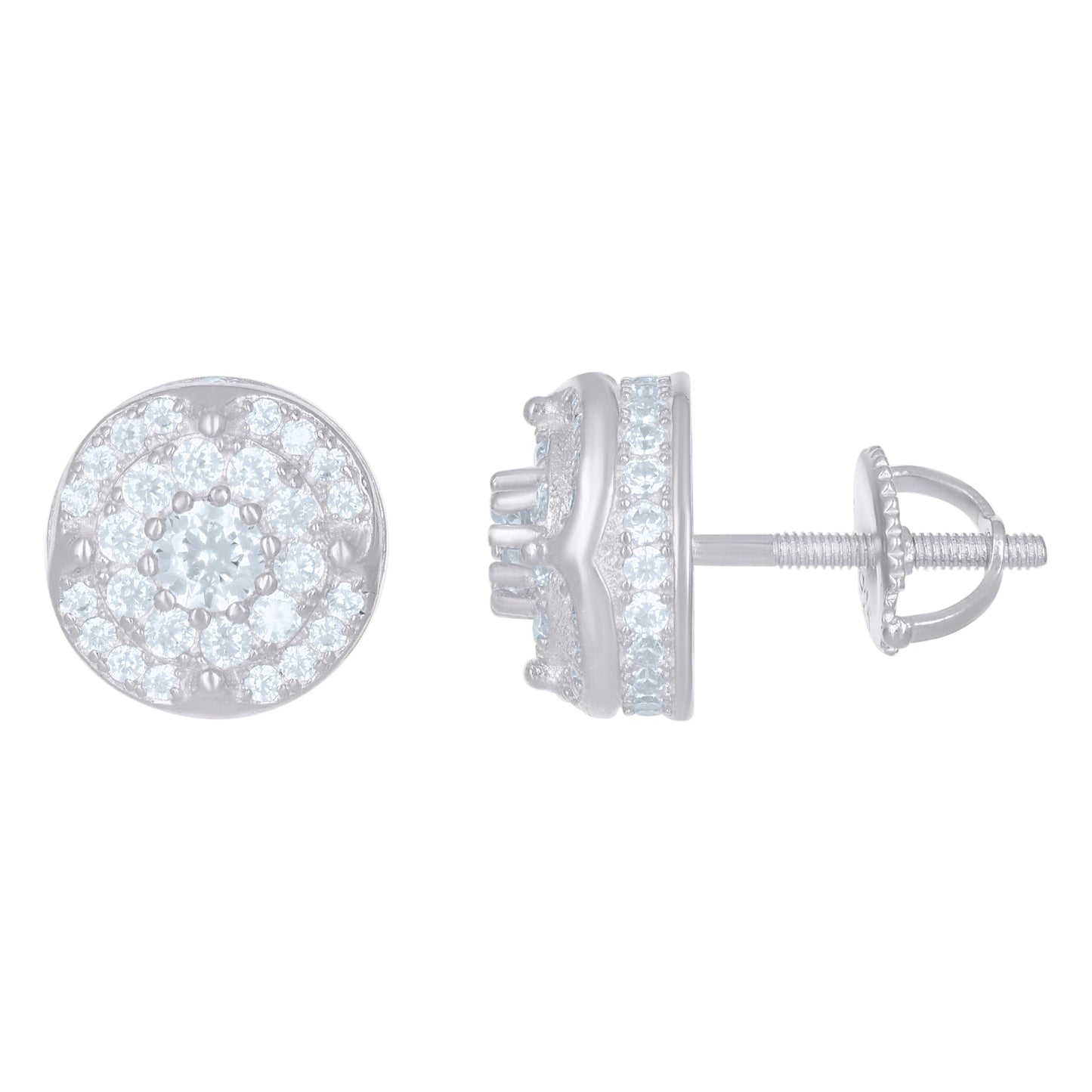 Sterling Silver Or Yellow-tone Unisex Cubic-Zirconia Fashion Stud Earrings