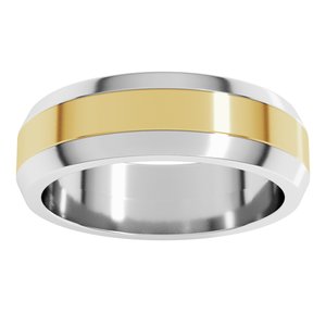 14K White/Yellow Gold 6 Mm Beveled Edge Band Size 5.5
