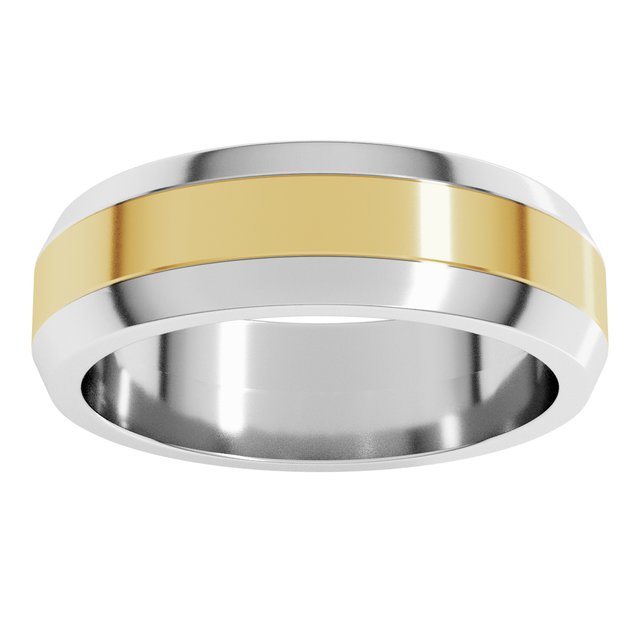 14K White/Yellow Or Yellow/White Gold Standard Beveled Edge Flat Band