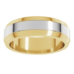 14K Yellow/White Gold  6 Mm Beveled Edge Band Size 10