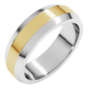 14K White/Yellow Gold 6 Mm Beveled Edge Band Size 10