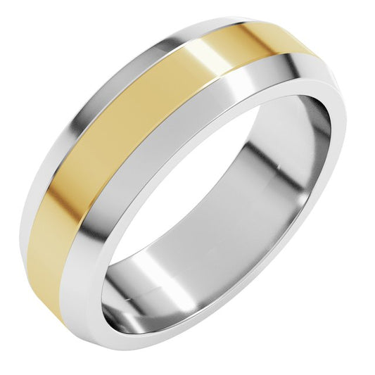14K White/Yellow Or Yellow/White Gold Standard Beveled Edge Flat Band