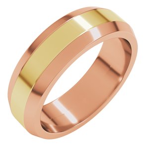 14K Yellow Or White Or Rose Gold Beveled-Edge Flat Band