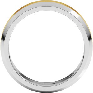 14K White/Yellow Gold 6 Mm Beveled Edge Band Size 5.5