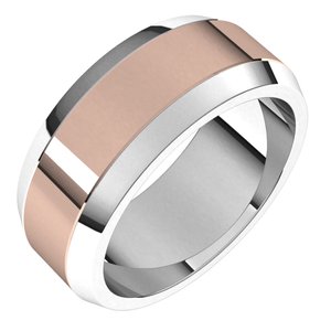 14K Yellow Or White Or Rose Gold Beveled-Edge Flat Band
