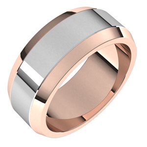 14K Yellow Or White Or Rose Gold Beveled-Edge Flat Band