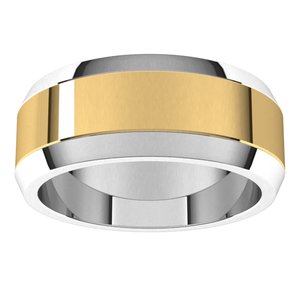 14K Yellow Or White Or Rose Gold Beveled-Edge Flat Band