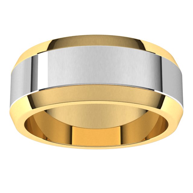 14K White/Yellow Or Yellow/White Gold Standard Beveled Edge Flat Band