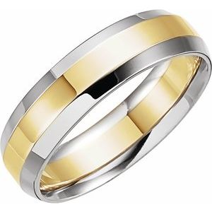 10k Yellow Or White Gold Beveled-Edge Inlay Comfort-Fit Flat Band