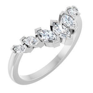 Platinum Marquise 5 X 2.5 Mm Polished 1/2 Ctw Natural Diamond Contour Band Size 7