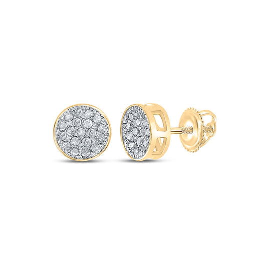 10K Yellow Gold Round Diamond Cluster Earrings 1/6 Cttw
