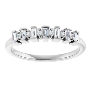 14K White Gold Tapered Baguette 2.5 X 1.5 X 1 Mm Polished 1/4 Ctw Natural Diamond Anniversary Band Size 7