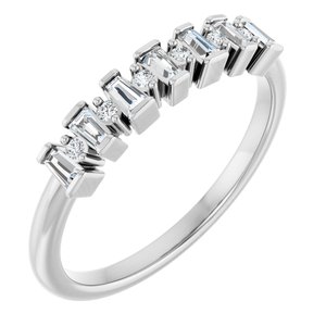 14K White Gold Tapered Baguette 2.5 X 1.5 X 1 Mm Polished 1/4 Ctw Natural Diamond Anniversary Band Size 7