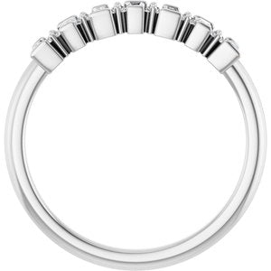 14K White Gold Tapered Baguette 2.5 X 1.5 X 1 Mm Polished 1/4 Ctw Natural Diamond Anniversary Band Size 7