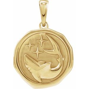14K Yellow Gold Shark 22.45 X 15.25 Mm Polished Spirit Animal Pendant