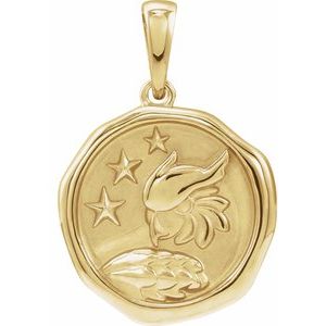 14K Yellow Gold Owl 22.45 X 15.3 Mm Polished Spirit Animal Pendant