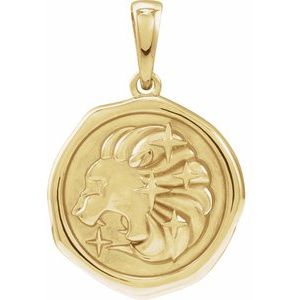 14K Yellow Gold Lion 22.95 X 15.3 Mm Polished Lion Spirit Animal Pendant