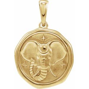 14K Yellow Gold Elephant 22.5 X 15.15 Mm Polished Spirit Animal Pendant
