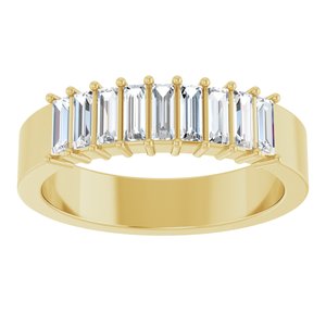14K Yellow Gold Straight Baguette 4 X 1.5 Mm Polished 1/2 Ctw Natural Diamond Anniversary Band Size 7