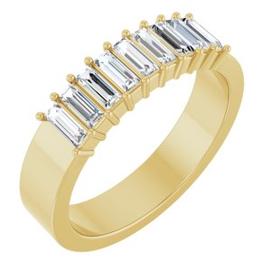 14K Yellow Gold Straight Baguette 4 X 1.5 Mm Polished 1/2 Ctw Lab-Grown Diamond Anniversary Band Size 7