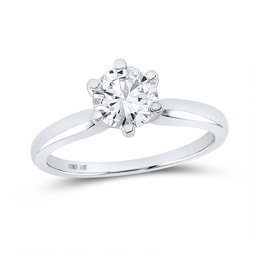 14K White Gold Womens Round Diamond Solitaire Bridal Wedding Engagement Ring 1 Cttw, Womens Size: 5-10