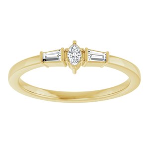14K Yellow Gold Natural Diamond Marquise 3.5 X 2 Mm Natural Diamond Polished 1/6 Ctw Natural Diamond Stackable Ring Size 7