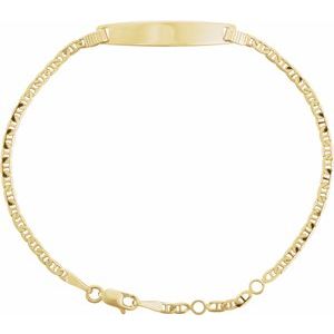 14K Yellow Gold 27 X 5.3 Mm 6-7 In Polished Men's Anchor Adjustable Identification Bracelet