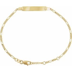 14K Yellow Gold Adjustable Figaro Adjustable Identification 6-7" Bracelet