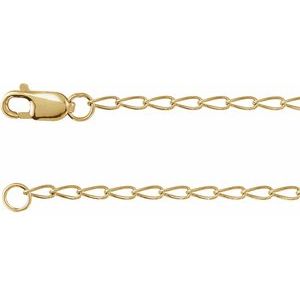 14K Yellow Gold-Filled Lobster Clasp Elongated Curb Chain, Length: 18 In, Width: 1.6 Mm