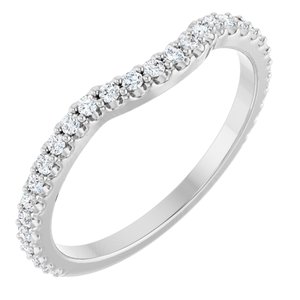 14K White Gold Round 1.3 Mm Polished 1/4 Ctw Natural Diamond Contour Band Size 7