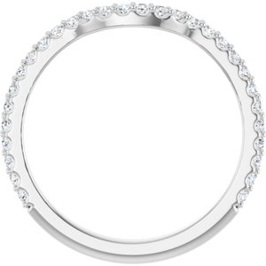 14K White Gold Round 1.3 Mm Polished 1/4 Ctw Natural Diamond Contour Band Size 7