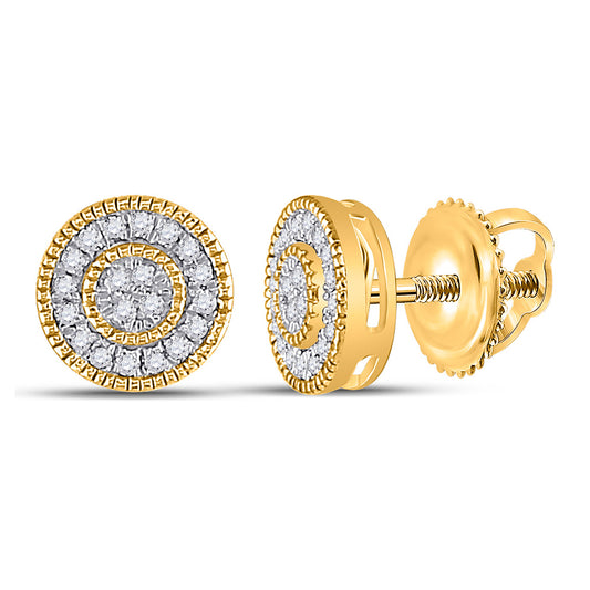 10K Yellow Gold Round Diamond Circle Earrings 1/8 Cttw