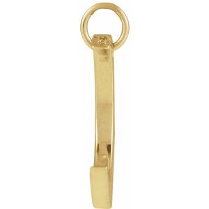 14K Yellow Gold Round 1.3 Mm G-H I1 .01 Ct Natural Diamond Crescent Moon Pendant