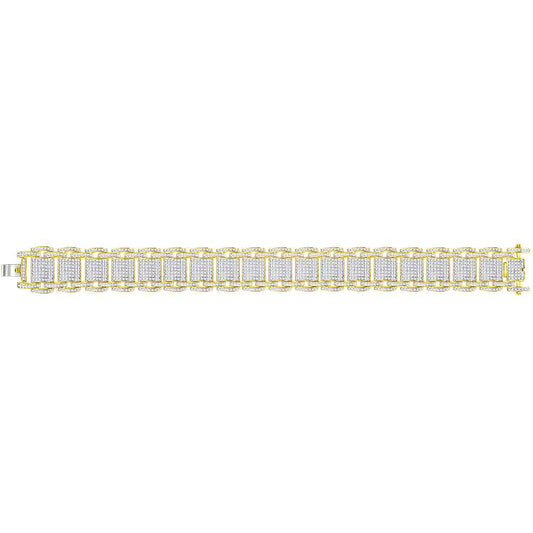 10K Yellow Gold Mens Round Diamond Big Look Statement Link Bracelet 4-5/8 Cttw