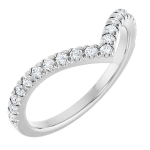 14K White Gold Natural Diamond Round 1.5 Mm Polished 1/4 Ctw Natural Diamond Contour Band Size 7