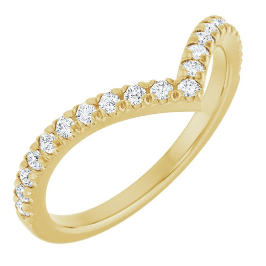 14K Yellow Gold Round 1.5 Mm Polished 1/4 Ctw Natural Diamond Contour Band, Size 7