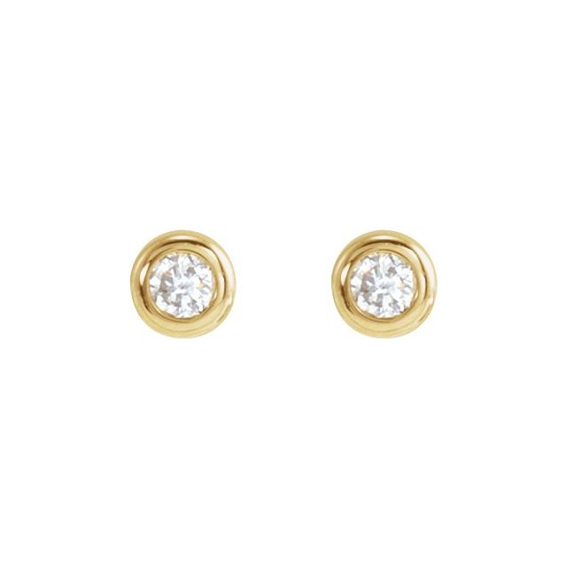 14K Yellow Gold 1.75 Mm Round Tension 6 Mm Polished .02 Ct Natural Diamond Solitaire Bezel-Set Earring With Press Fit Closure