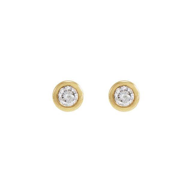 14K Yellow Gold 2.25 Mm Round Tension 6 Mm Polished .04 Ct Natural Diamond Solitaire Bezel-Set Earring With Press Fit Closure