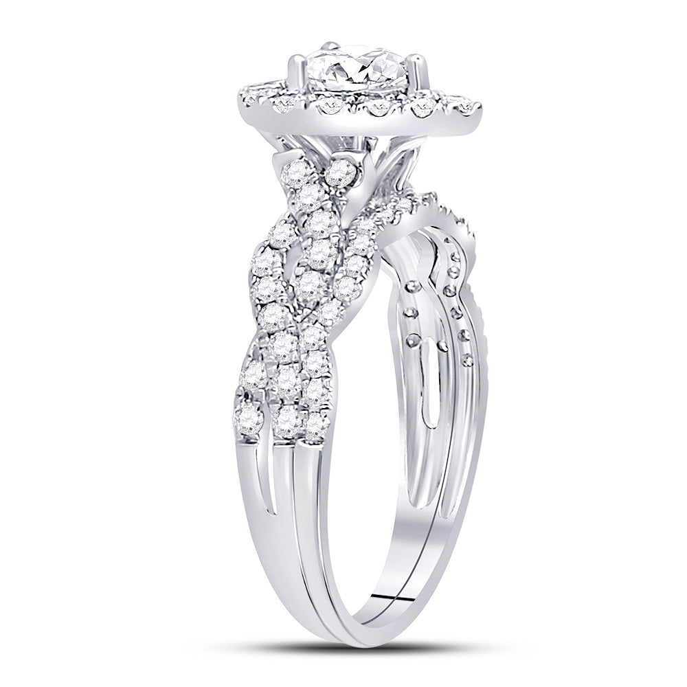 14K Yellow Or White Gold  Pear Diamond Halo Bridal Wedding Ring Band Set 1 Cttw, Womens Size: 5-10