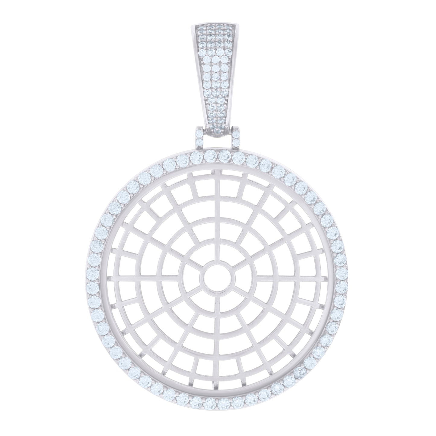 Sterling Silver Men Cubic-Zirconia Picture Frame Charm Pendant
