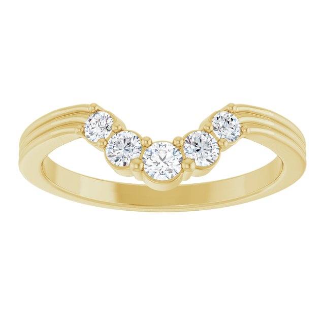 14K Yellow Gold Round 2.7 Mm Polished 1/4 Ctw Lab Grown Diamond Contour Band, Size 7