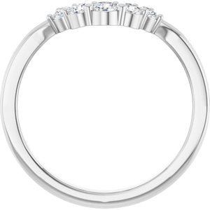 14K White Gold Round 2.7 Mm Polished 1/4 Lab Grown Diamond Contour Band Size 7
